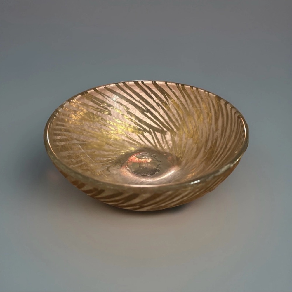 Elegant Tamara Childs Hand Gilt Gold Zigzag Abstract Art Decorative Bowl 6”